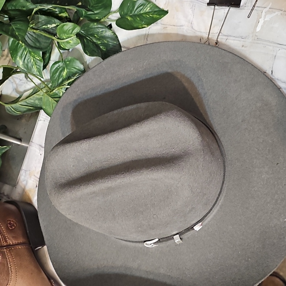 Resistol New Self Conforming 100% Wool Size 81/2 Gray Cowboy Hat - Picture 6 of 13